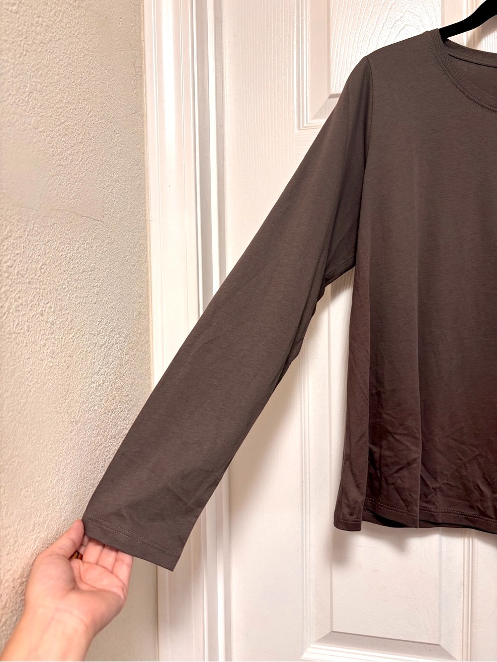 NWT Eileen Fisher Organic Pima Cotton Jersey Long-Sleeve Tee in Rye - Picture 7 of 10